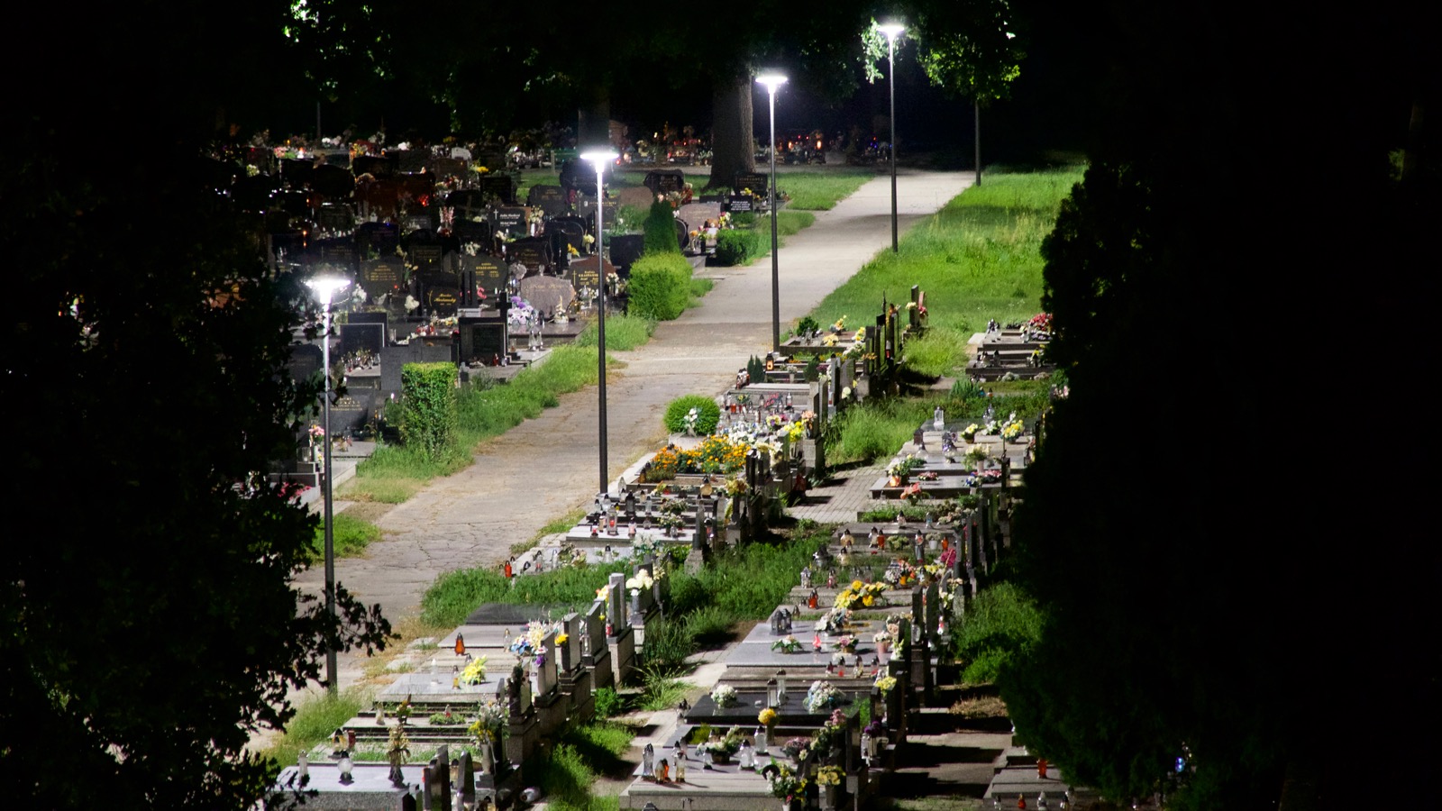 LED illumination of cementery in the city of Malacky