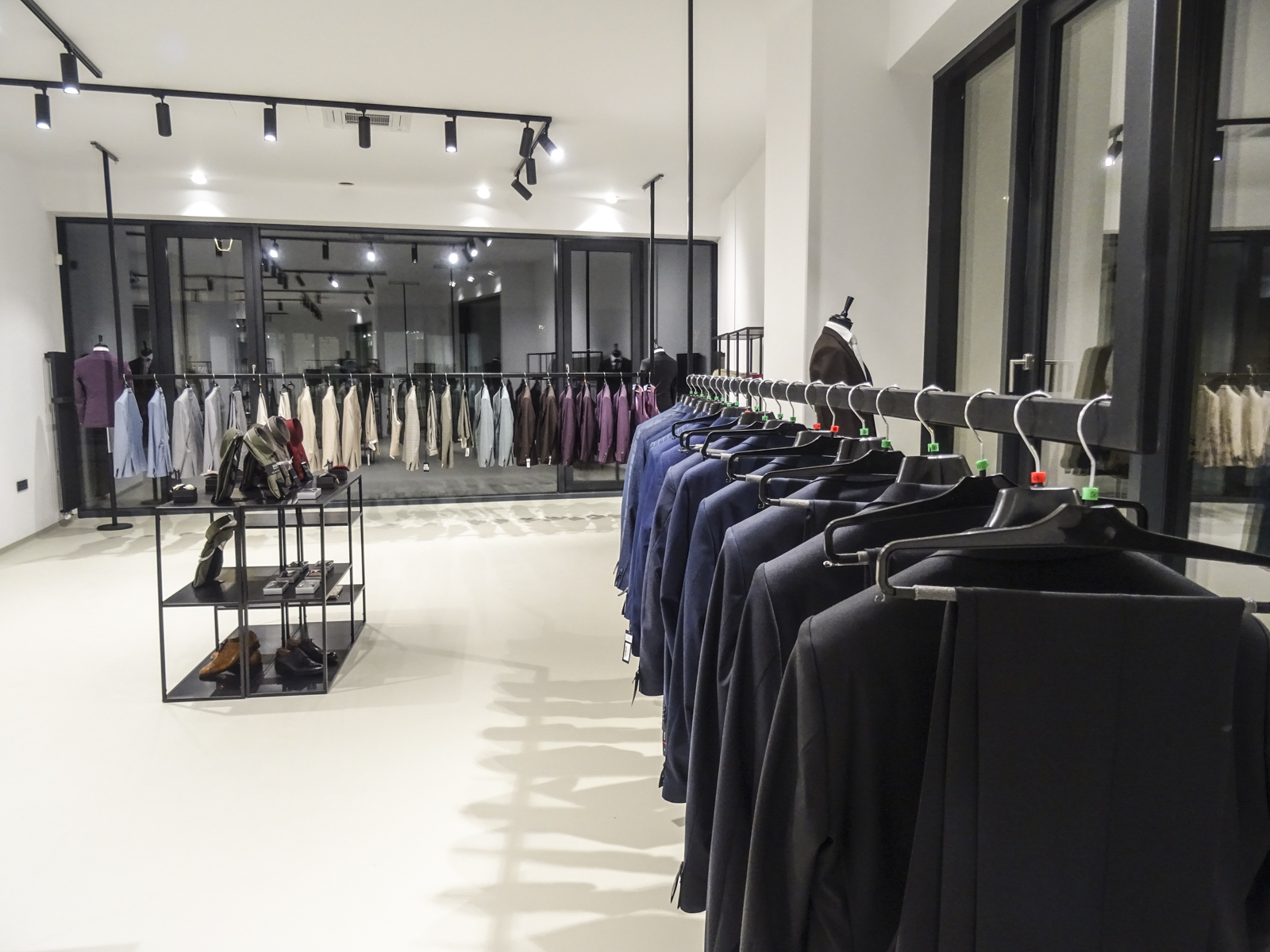 LED lighting in a stylish shop with men's suits